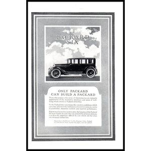 1924 Packard Six Sedan Vintage Print Ad Cloudy Sky Antique Car Wall Art Photo